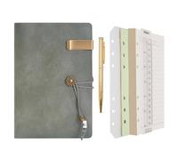 Wonderpool diario de cuero papel alineado del cuaderno con la pluma-recargable cuaderno de escritura espiral diario con negocio bloc de notas y de cuero de la para el plan (a-Verde oscuro, A6)