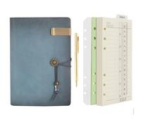 Wonderpool diario de cuero papel alineado del cuaderno con la pluma-recargable cuaderno de escritura espiral diario con negocio bloc de notas y de cuero de la vendimia (a-verde, A6)