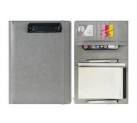 Wonderpool Portapapeles de Cuero PU Para Bloc de Notas Soportes Para Formularios Planificador de Entrevistas Reuniones Escritura Carpeta de Documentos Soporte Documentos Para Oficina (Gris, A5)