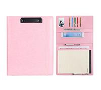 Wonderpool Portapapeles de Cuero PU Para Bloc de Notas Soportes Para Formularios Planificador de Entrevistas Reuniones Escritura Carpeta de Documentos Soporte Documentos Para Oficina (Rosa, A4)