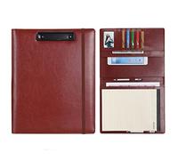 Wonderpool Portapapeles de Cuero PU Para Bloc de Notas Soportes Para Formularios Planificador de Entrevistas Reuniones Escritura Carpeta de Documentos Soporte Documentos Para Oficina (Marrón, A4)