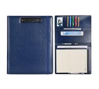 Wonderpool Portapapeles de Cuero PU Para Bloc de Notas Soportes Para Formularios Planificador de Entrevistas Reuniones Escritura Carpeta de Documentos Soporte Documentos Para Oficina (Azul, A4)