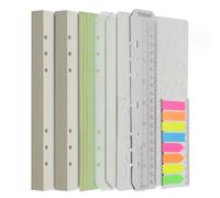 Wonderpool Recargas de papel 320 páginas 100 gsm Papel de 6 orificios para cuaderno de 6 anillas con divisor bolsillos marcapáginas plantillas(Papel punteado, A5)