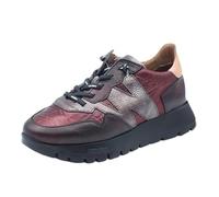 Wonders A-2491 Odisei Elvin Cobre Zapatillas para mujer de tela roja piel plomo cuña alta, Cobre, 37 EU
