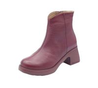 Wonders E-7125 Flytres Wild Vino Botines para mujer de piel martillada con cremallera y tacón, Vino, 40 EU