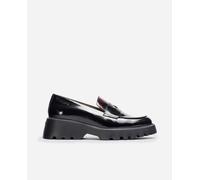 Wonders Mocasines Devina de mujer en charol bicolor con detalle de antifaz. Negro 40
