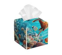 Wonders Of The Sea And Tropical Oasis - Funda cuadrada de piel sintética para caja de pañuelos, organizador de papel para cocina, baño, dormitorio, tocador, mesitas de noche