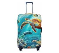 Wonders of The Sea and Tropical Oasis - Funda elástica para equipaje de viaje, protector de maleta, funda de equipaje impresa antiarañazos, Black, S