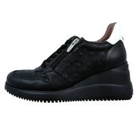 Wonders Rainbow: Zapatillas Para Mujer Cuña Piel Negra Ligeras y Cómodas E-6611