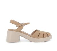 Wonders Sandalia de mujer cerrada de nobuck color arena beige E-7110, arena, 40 EU