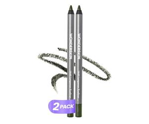 Wonderskin 1440 Lápiz Delineador de Ojos Negro de Larga Duración, Paquete de 2 - Lápiz de Ojos a Prueba de Agua, Afiliable y Antiborrón (Olive)