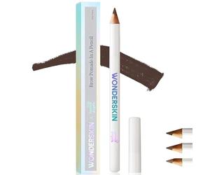 WONDERSKIN Lápiz de Cejas - Pomada de cejas para un acabado natural, lápiz delineador afilable de larga duración, maquillaje de ojos marrón oscuro (Castaño Oscuro)