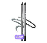 Wonderskin Lápiz Delineador 1440 de Larga Duración, Pack de 2 - Delineador Azul con Brillo y Negro, Resistente al Agua, Afiláble y a Prueba de Manchas (Oyster Blue & Liquorice)