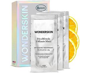 Wonderskin Mascarilla 8 Minutos, Mascarilla Facial Hidratante, Mascarilla Antiedad con Vitamina C y Niacinamida, Mascarilla Hidratante Facial - Paquete de 8