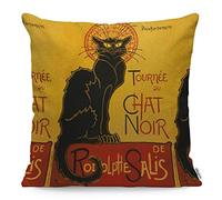 WONDERTIFY Funda de cojín con diseño de gato negro divertido Toulouse Nouveau Chat Noir Lindo Lautrec decorativo para sofá, cama, sofá, funda de almohada vintage 45 x 45 cm