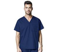 WonderWink Womens Unisex V-Neck Top Medical Scrubs Shirt, Navy, Medium US