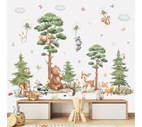 wondever Pegatinas de Pared Animales Bosque Árbol Grande Adhesivos Decorativos Ciervo Oso Zorro Diente de León Vinilos Pared para Habitación Infantiles Niños Bebés Guardería