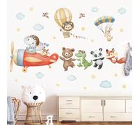 wondever Pegatinas de Pared Avión Animales Adhesivos Pared Decorativos Globos Aerostáticos Elefante Oso Vinilos Pared para Habitación Infantiles Niños Bebés Guardería