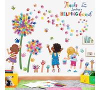 wondever Pegatinas de Pared Diente de León Infantiles Adhesivos Decorativos Huella de Mano Inspiración Frases Vinilos Pared para Escuela Guardería Habitación Bebés