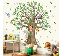 wondever Pegatinas de Pared Infantiles Árbol Grande Adhesivos Decorativos Animales del Bosque Conejo Ardilla Vinilos Pared para Habitación Infantiles Niños Bebés Guardería
