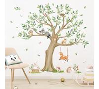 wondever Pegatinas de Pared Infantiles Arbol Grande Adhesivos Pared Decorativos Animales del Bosque Zorro Conejo Lechuza Vinilos Pared para Habitación Infantiles Niños Guardería Aula