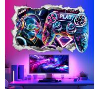 wondever Pegatinas de Pared Juegos 3D Adhesivos Decorativos | Gamer Videojuegos Mando Inalámbrico Vinilos Pared para Habitación Niños Sala de Juegos Habitación Infantiles