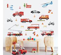 wondever Pegatinas de Pared Vehículo Coches Adhesivos Pared Decorativos Camión de Bomberos Vinilos Pared para Habitación Infantiles Niños Guardería