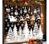 wondever Pegatinas de Ventanas Navidad Blanca Árbol Casa Reno Vinilos