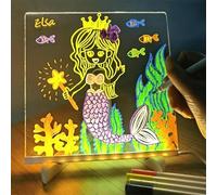 Wondiko Kit Creativo con Tablero Luminoso para Niños - Pizarra LED Reutilizable, 7 Bolígrafos de Colores, Soporte y Paño, Diversión Educativa sin Pantallas (20 * 20cm)