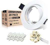 Wondlumi 20 LED focos empotrables GU10 juego 68mm marco empotrable orientable blanco redondo LED marco in asquillo GU10