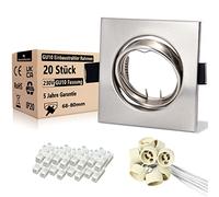 Wondlumi 20x LED focos empotrables marco GU10 juego giratorio acero inoxidable cepillado focos empotrables 68mm angular 230V marco empotrable, sin bombillas