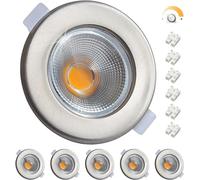 Wondlumi Conjunto de 6 Focos Empotrados LED 7W Regulables, Acabado en Acero Inoxidable Cepillado, Luces de Techo 2700K Blanco Cálido, Empotrables de 65-85mm, 600LM para Dormitorio y Sala de Estar.