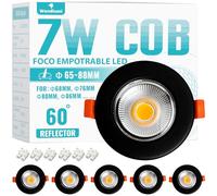 Wondlumi Juego de 6 Focos Empotrables LED Planos de 7W, Set de Spots LED 230V Redondos Negros Mate, Luces de Techo 4000K Blanco Neutro, Empotrables Ø68mm 600LM para Dormitorio.
