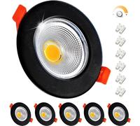 Wondlumi Juego de 6 Focos Empotrables LED Regulables 7W, Set de Spots LED 230V Redondos Negros Mate, Luces Empotrables 4000K Blanco Neutro, Ø65-85mm 600LM para Sala de Estar.