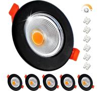 Wondlumi Juego de 6 Focos Empotrables LED Regulables 7W, Set de Spots LED 230V Redondos Negros Mate, Luces de Techo 2700K Blanco Cálido, Empotrables Ø65-85mm 600LM para Dormitorio y Sala de Estar.