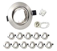 Wondlumi Marco foco LED empotrables para cartón yeso GU10 x12, orientables a 30°, orificio 68-80 mm, portafoco redondo metal, focos LED techo portalámparas GU10