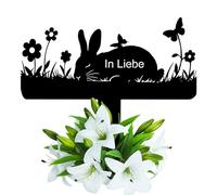 Wondramble Lápida de conejo para exterior, resistente a la intemperie, para jardín, placa conmemorativa (25 cm, conejo)