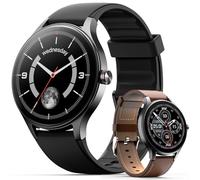 Woneligo Reloj Inteligente para Mujer y Hombre Redondo (2 Pulseras), Pantalla táctil HD de 1,27 Pulgadas, 40 mm, con función de teléfono/Asistente de Voz IA, 120 Modos Deportivos, rastreador de