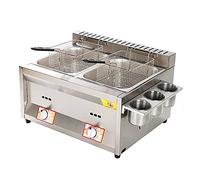 Wonetfls Freidora de Gas, freidora de Gas Profesional de Acero Inoxidable Comercial con Cuchara de Cesta para encimera de Restaurante Comercial Máquina para cocinar Alimentos