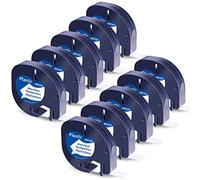 Wonfoucs Cinta de escritura de 12 mm x 4 m compatible con Dymo Letratag de 12 mm x 4 m 91221 S0721660 negro sobre blanco para Dymo Letra tag LT-100H LT-100T LT-110T XR, 10 unidades