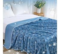 WONGS BEDDING Manta refrescante de verano con fibras refrigerantes Arc-Chill Q-Max 0,43 japonesas, 2 en 1, manta refrescante para personas para viajes, sofá, oficina, cama, casa, color azul, 200 x 220