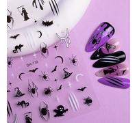 Wonhomke 2pcs Araña fantasma de Halloween Calavera Pegatinas Para Uñas Autoadesiva Nail Art Stickers Decoraciones de Uñas de Bricolaje (738)