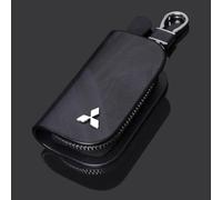 Woniyal Cuero Estuches de Llave para Mitsubishi Delica(D5) 2019-, Funda de Cuero para Llavero de Coche con Gancho,Bla-CK