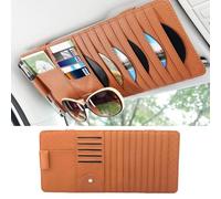 Woniyal Estuche Guardar Discos Compactos para BMW M5 (E60 LCI) 2007-2010, Capacidad Extra Grande Almacenamiento Interior Billetes Recibos Boligrafos,Brown