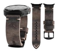 WONJOY Crazy Horse - Correa de cuero compatible con Samsung Galaxy Watch 7 Ultra Band 2024 de 47 mm, pulsera vintage resistente para hombres y mujeres (marrón sin logotipo, grande)