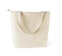 Wonky Line - Bolsa de Lona Grande con Cremallera y Bolsillo Interior 40x45x12cm - Bolsa de Compras Reutilizable de Algodón 280g/m² - Bolsa de Hombro Espaciosa para Mujer - Viajes Trabajo P - Natural