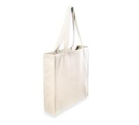 Wonky Line Bolsa Tote de Lona Algodón 300g/m² - Bolso Reutilizable Grande con Fuelles Laterales y Asas Largas 70cm - Bolsa Compra Ecológica Lavable 38x42x10cm - Natural