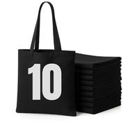 Wonky Line Bolsas de Algodón Reutilizables 100% Natural, Bolsas de Tela para Compras con Asas Largas Reforzadas, Paquete Múltiple Ideal para Personalizar e Imprimir - Negro - 10