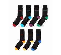 Wonky Line Calcetines de algodón para hombre, 7 pares, color negro, multicolor, suaves, cómodos