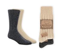 Wonky Line Calcetines de lana 100% para hombre y mujer, gruesos, térmicos, de lana virgen, cálidos, transpirables, calcetines de invierno (FR/ES, Números, 39, 42, Regular, Regular, Marrón&Natural)